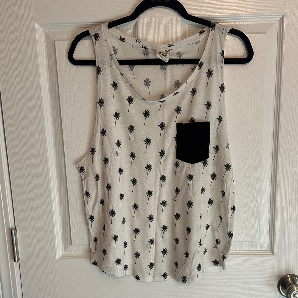 PINK Victoria's Secret Palm Tree Tank with Black Pocket